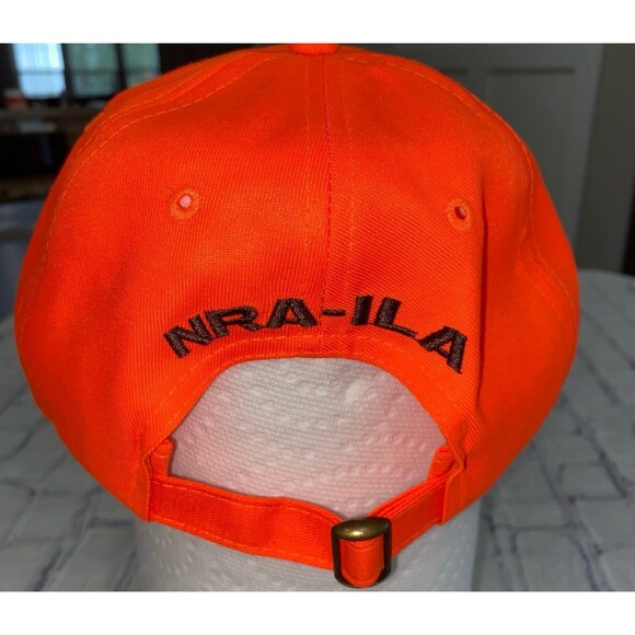 NRA Cap Hat Unisex Adjustable Strap Color Safety Orange Embroidered Logo - Picture 6 of 12